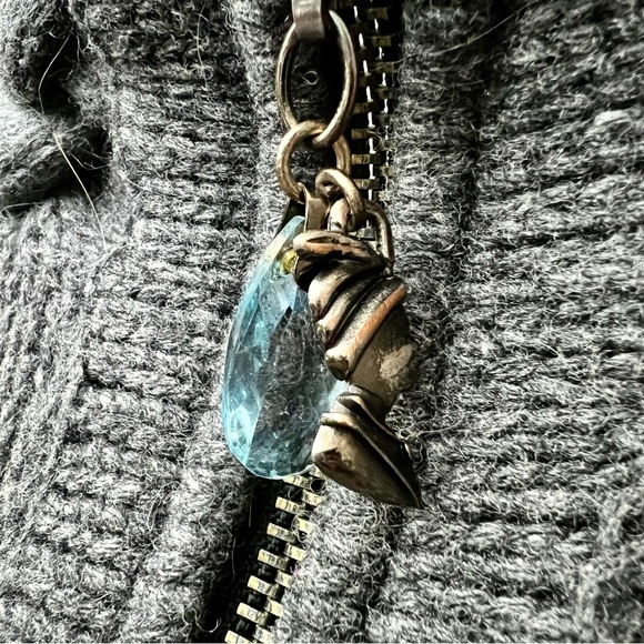 ROBERTA SCARPA Grey 100% Wool Knitted Poncho Made in ITALY Size M fits S-M - Picture 4 of 7